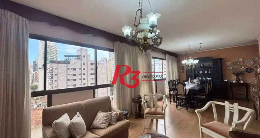 Apartamento com 3 dormitórios, 166 m² - venda por r$ 1.300.000,00 ou aluguel por r$ 10.000,00/mês - boqueirão - santos/sp