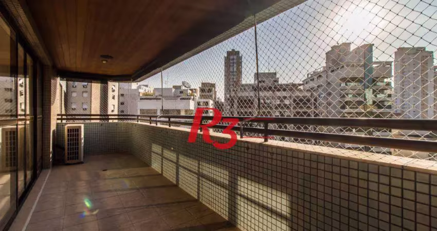 Apartamento com 4 dormitórios para alugar, 212 m² por r$ 17.000,00/mês - boqueirão - santos/sp
