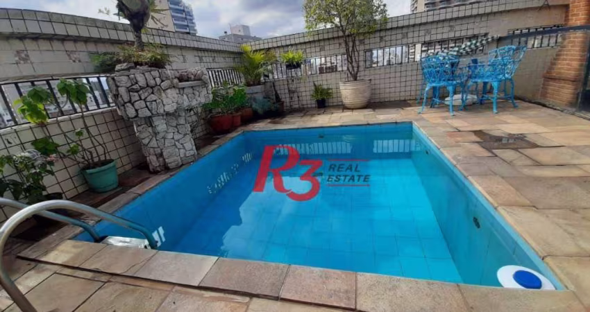 Cobertura com 3 dormitórios à venda, 300 m² por r$ 1.500.000,00 - pompéia - santos/sp