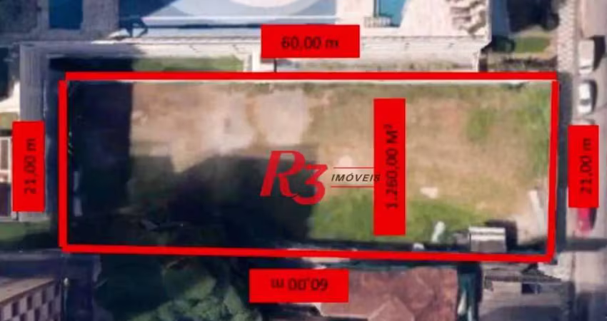 Terreno à venda, 1260 m² por r$ 15.120.000,00 - josé menino - santos/sp