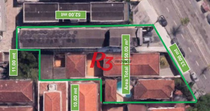 Terreno à venda, 1447 m² por R$ 14.480.000,00 - José Menino - Santos/SP