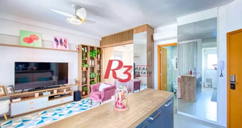 PORTEIRA FECHADA , Apartamento com 1 dormitório à venda, 46 m² por R$ 795.000 - Boqueirão - Santos/SP