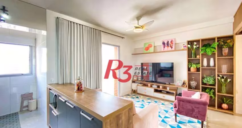 Porteira fechada , apartamento com 1 dormitório à venda, 46 m² por r$ 795.000 - boqueirão - santos/sp