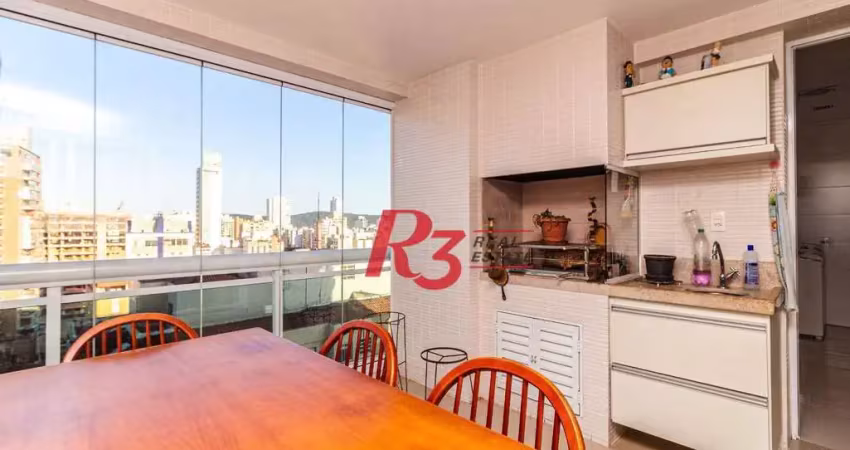Apartamento com 2 dormitórios para alugar, 128 m² por r$ 11.000,00/mês - aparecida - santos/sp