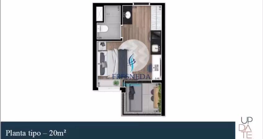 Apartamento studio  padrão para venda no bairro jardim das bandeiras, 1 dorm, 20 m²