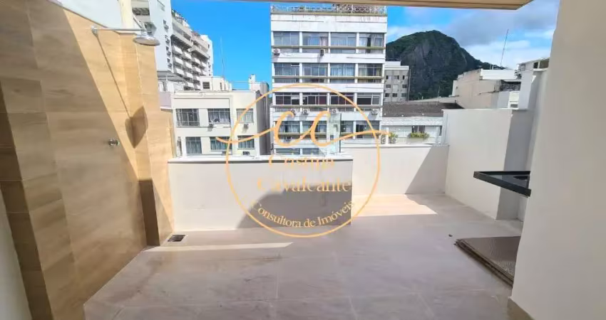 Copacabana/ Cobertura linear à venda 1 suíte, 78 m², varanda gourmet com bancada, chuveirão, vista Cristo