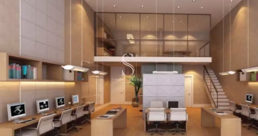 Edifício office garden - sala comercial de 52m² com banheiro, varanda e vaga.