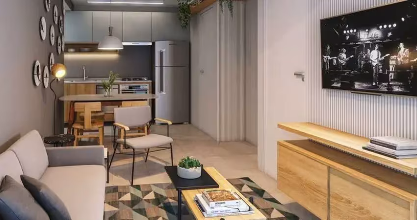 Condomínio helbot b.liv no brooklin, apartamento de 33m² com 1 dormitório, varanda, sem vaga.