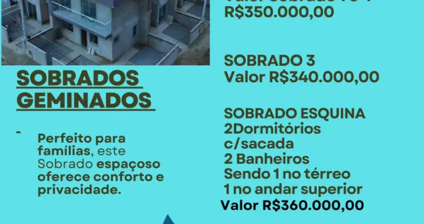 Sobrados disponíveis com 2 suítes  churrasqueira   barra velha-sc