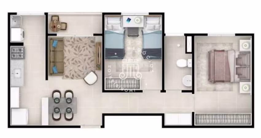 APARTAMENTO À VENDA COM 52 M² - RESIDENCIAL PARAÍSO NA CIDADE DE VÁRZEA PAULISTA/SP