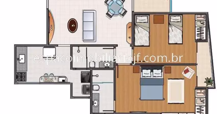 Apartamento 2 quartos (1 suíte), varanda e 1 vaga de garagem, à venda no bairro jardim laranjeiras, juiz de fora - mg