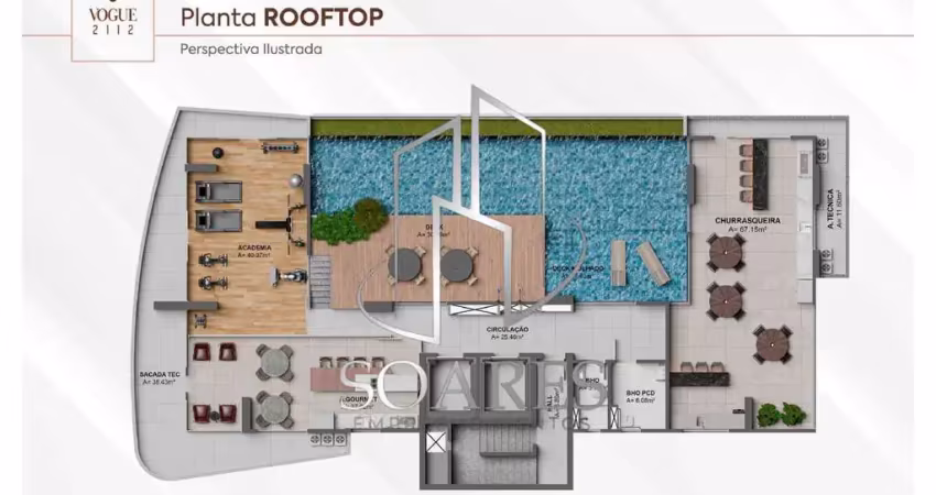 Vogue 2112 – piscina com deck molhado, espaço gourmet e churrasqueira