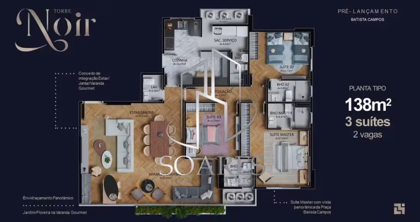 Torre noir – apto leal moreira com 2 vagas e área de lazer completa