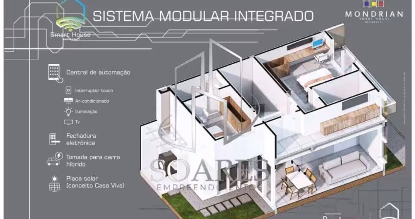 Mondrian smart house casa com 3 suítes em condomínio fechado