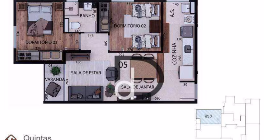 Apartamento com 2 quartos à venda, 51 m² por R$ 295.447 - Residencial Nova Era - Valinhos/SP