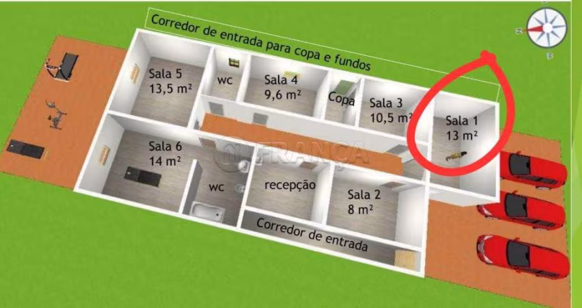SALA COMERCIAL PARA ÁREA DE SAÚDE/EDUCAÇÃO - JARDIM DIDINHA - JACAREÍ