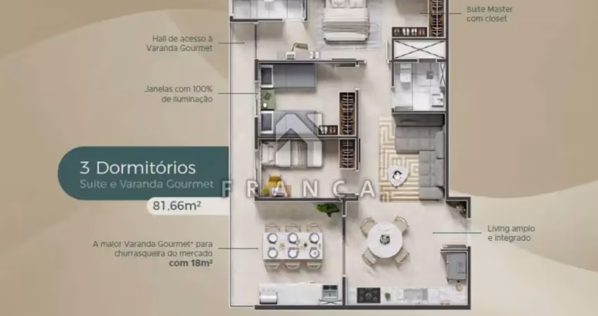 Apartamento com 3 quartos à venda no Loteamento Villa Branca, Jacareí 