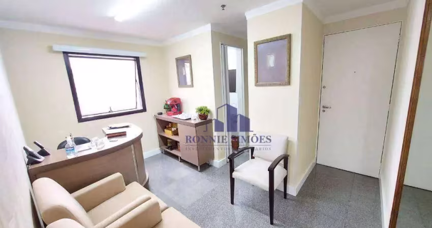 Sala comercial mobiliado para alugar e vender, 40 m², ed. torres do ibirapuera, avenida iraí, 79, 3 salas, 1 vaga, próximo ao metrô