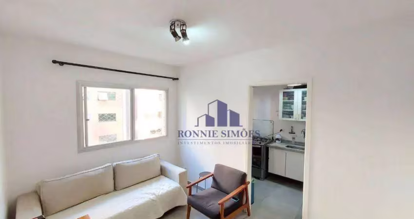 Apartamento mobiliado à venda em moema, 38 m², ed. vanessa, alameda dos jurupis, 921, 1 dormitório, sala, cozinha, 1 banheiro, próximo do shopping