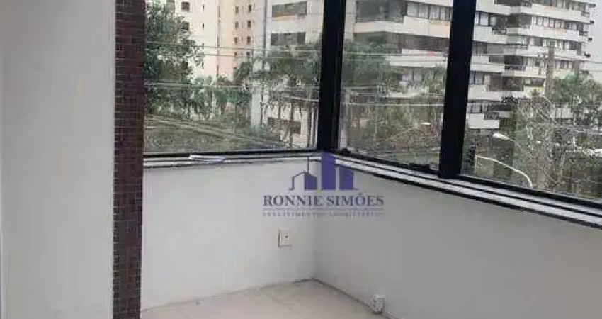 Sala comercial para alugar e vender, 40 m², moema, edifício glass tower, av. jandira, 3 salas, 1 banheiro, 1 vaga, próximo do metrô