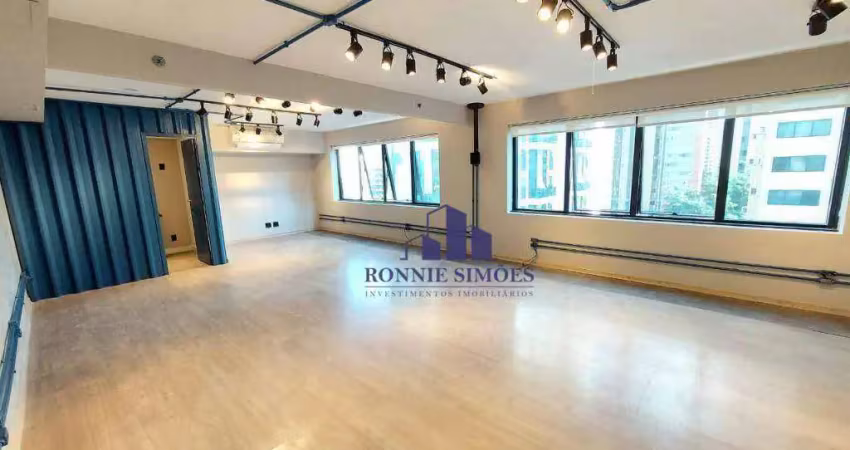 Sala comercial pra alugar ou vender, 90 m², moema, ed. international office, av. macuco, 3 salas, 2 banheiros, copa, 3 vagas, próximo da estação