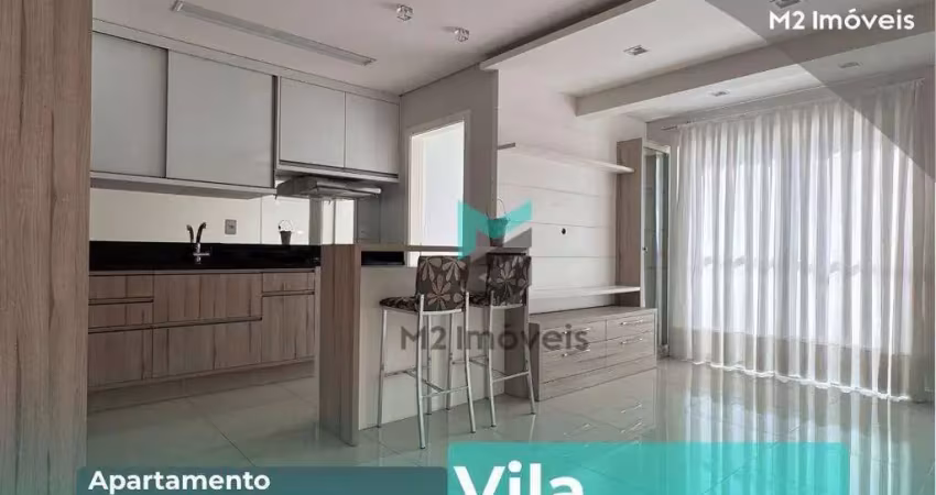 Amplo apartamento semimobiliado com 1 suíte e terraço na vila nova!