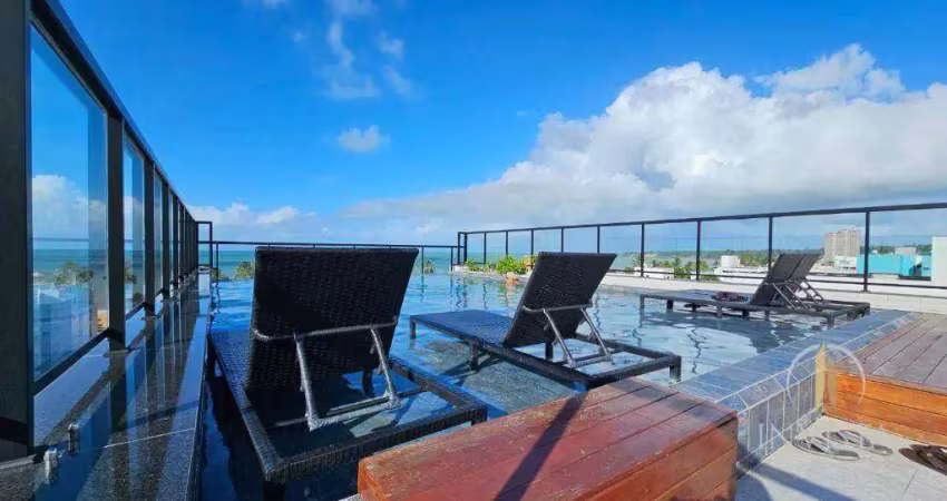 Flat com 1 dormitório à venda, 15 m² por r$ 380.000,00 - cabo branco - joão pessoa/pb