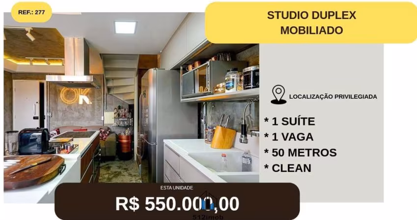 Apartamento DUPLEX à venda com 50m², 1 quarto e 1 vaga