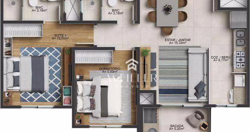 Apartamento com 2 dormitórios à venda, 67 m² por R$ 900.000,00 - Fazenda - Itajaí/SC