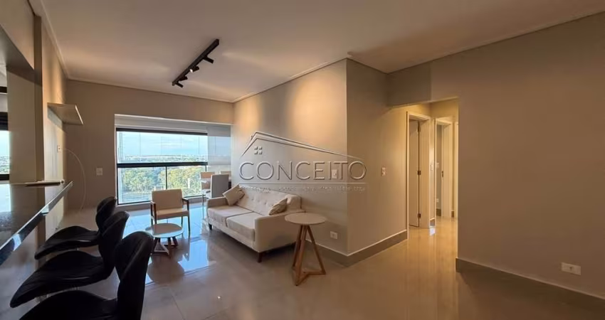 Apartamento mobiliado para locação no Edifício Ilha de Maui com 110 m² | 3 dormitórios, sendo 1 suíte e 2 vagas de garagem cobertas.