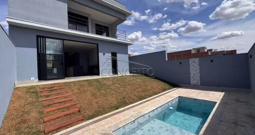 Sobrado à venda no condomínio canadá residencial com área construída de 200 m² | 3 suítes, piscina e 4 vagas de garagem, sendo 2 cobertas.