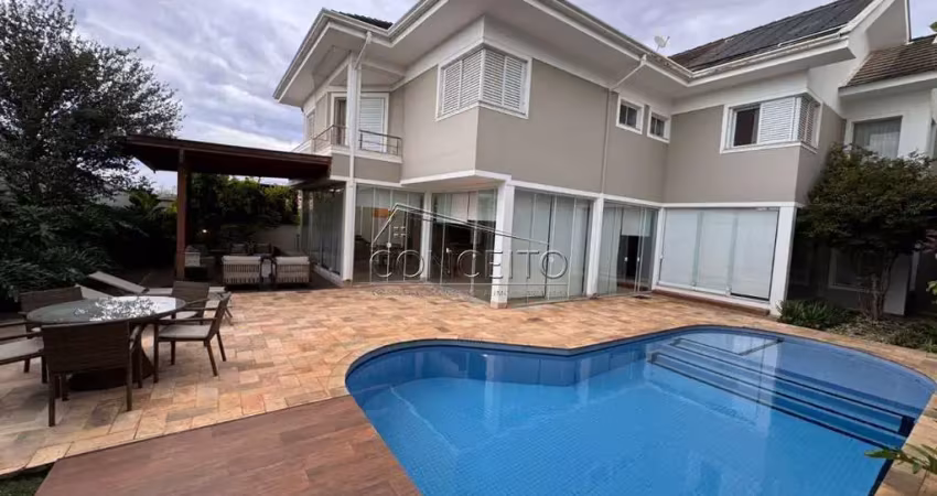 Sobrado de alto padrão à venda no condomínio terras de piracicaba com área construída de 494,39 m² | 4 suítes e 4 vagas de garagem