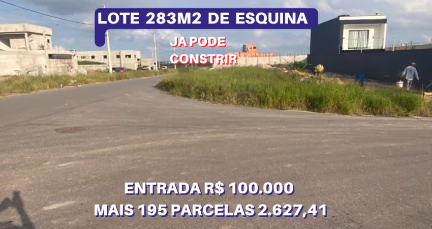 Vende otimo lote de esquina 283m2 com escritura, entrada 100mil mais 195 x 2.627,41 dentro do loteamento planejado Novo Badra- Suzano-SP