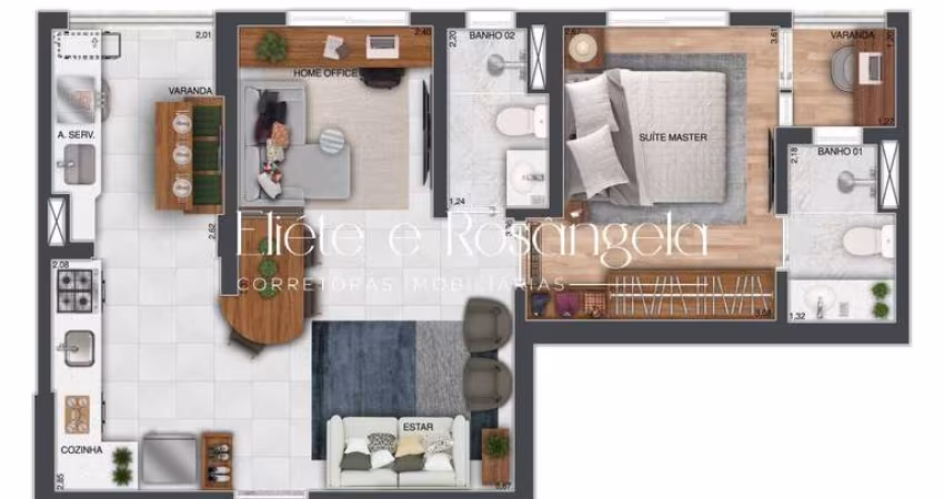Apartamento com dois dormitórios no WONDER CIDADE JARDIM - SJC