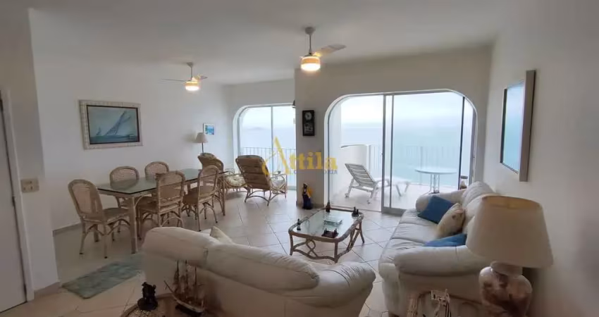 Apto 3 dorms., frente mar, sacada, 1 vaga, morro do maluf