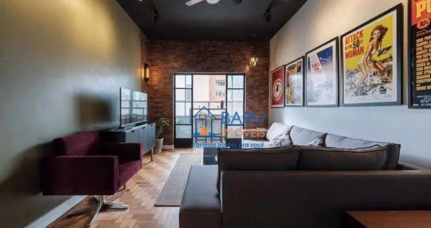 Apartamento com 2 dormitórios à venda, 73 m² totalmente reformado, lindíssimo - por r$ 650.000 - santa cecília - são paulo/sp