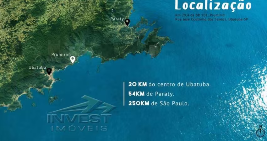 Ubatuba, Praia do Prumirim - Belo lote semi aclive, ótima localização testada de 20m e área de 750m2