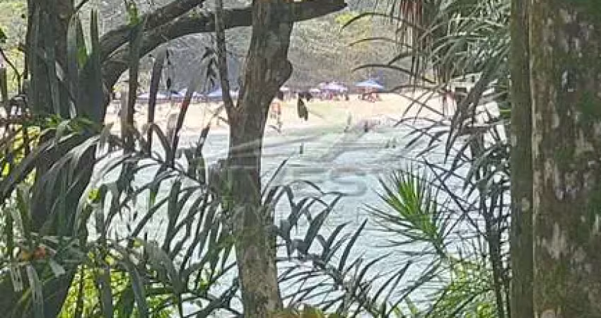 Ubatuba, felix - lote frente mar, com uma pequena edificação em melhor localização do condomínio.