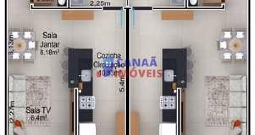 Casa com 2 quartos, sendo 1 suíte - Bairro Pacembu