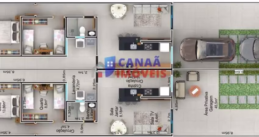 Casa com 2 quartos, sendo 1 suite - B. Planalto Uberlândia