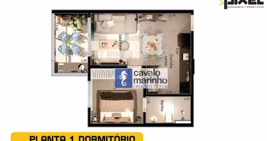 Apartamento com 1 dormitório à venda, 47 m² por R$ 344.000,00 - Vila Monte Alegre - Ribeirão Preto/SP