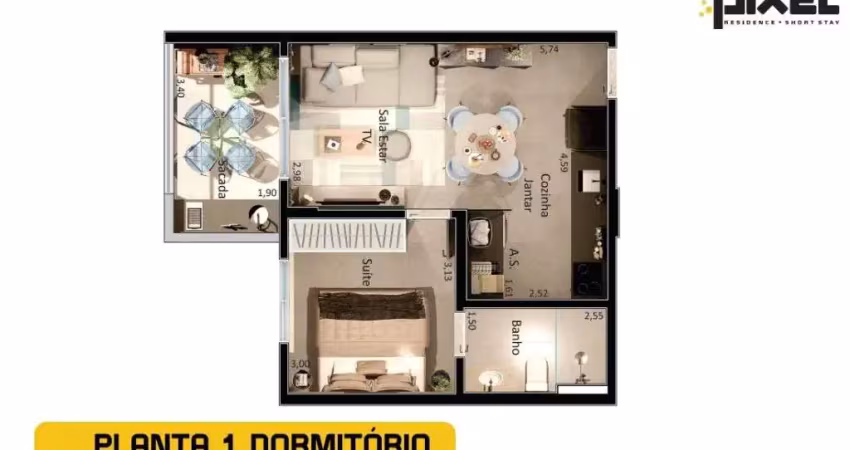 Apartamento com 1 dormitório à venda, 47 m² por R$ 344.000,00 - Vila Monte Alegre - Ribeirão Preto/SP