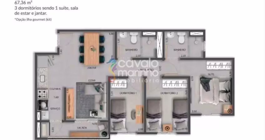 Apartamento à venda com 3 quartos, 67m² - triade fiúsa home resort - jardim olhos d´água i.