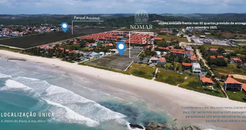 Apartamento 02 quartos, frente mar pé na areia em carneiros