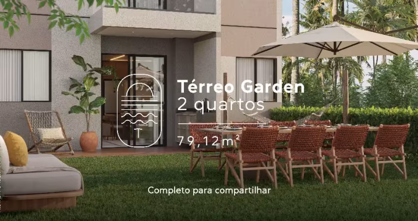 Apartamento,02 quartos, térreo, passeio para o mar, vista piscina