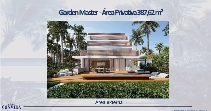 Apartamento, térreo, 04 suítes, garden, piscina privativa, pé na areia