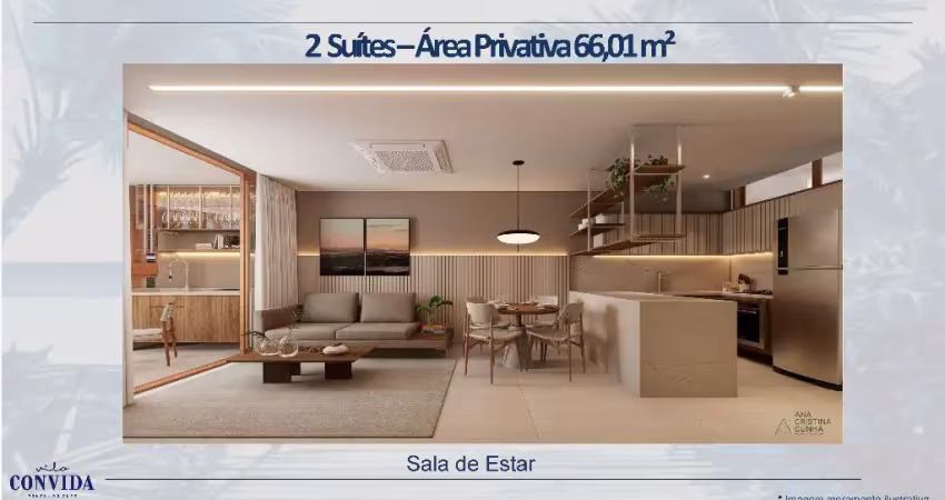 Apartamento, duas suítes, vista piscina, beira mar do cupe,