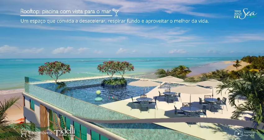 Apartamento studio, 23 m², beira mar de carneiros, vaga para carro elétrico