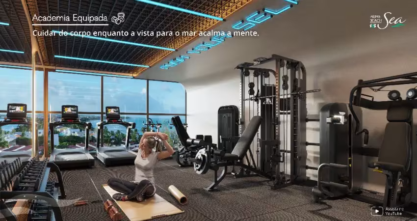 Apartamento pé na areia, tipo studio, 23m², parcelas á partir de  r$ 1.999,00