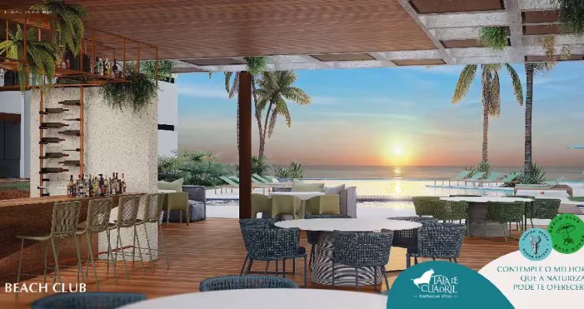 Apartamento, 03 quartos, térreo, 02 vagas subsolo, vista mar e vista piscina, com piscina privativa